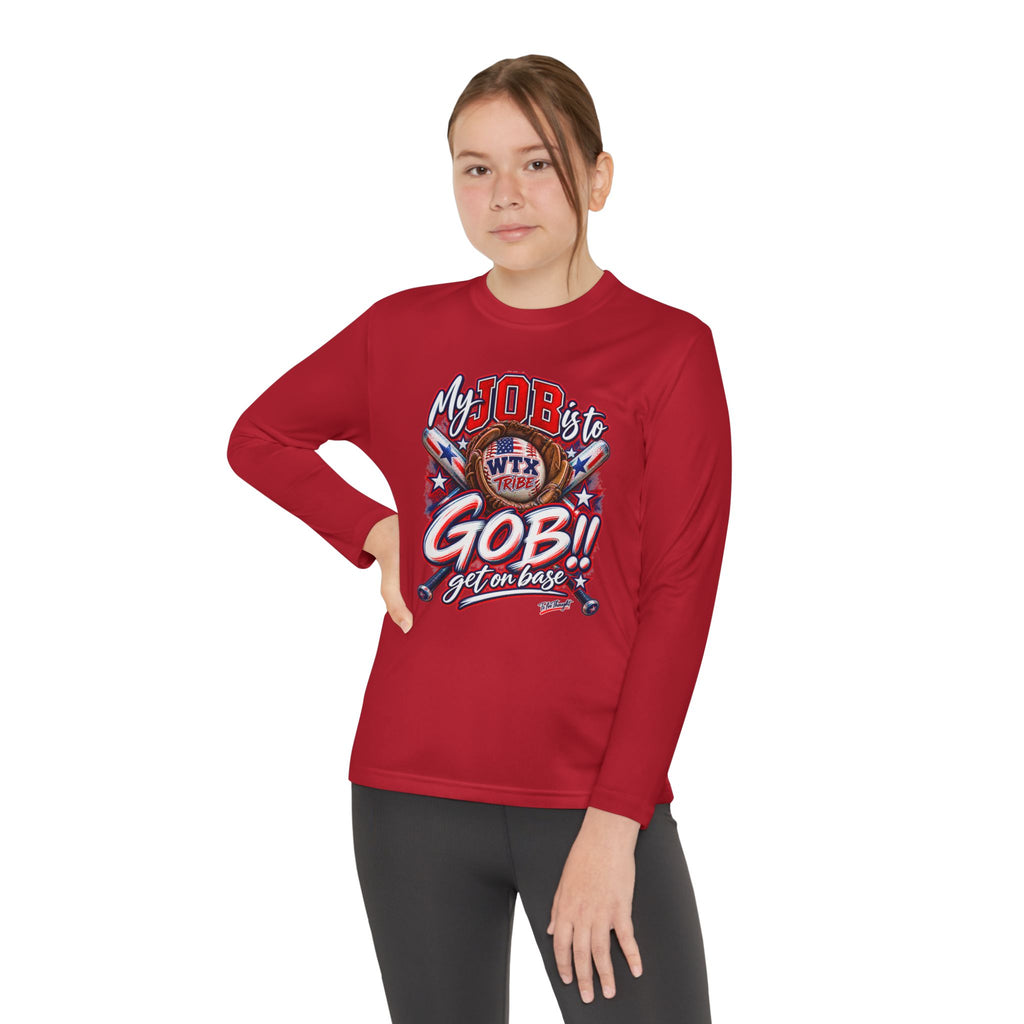 WTX TRIBE!!! Youth Long Sleeve Get on Base Competitor Tee
