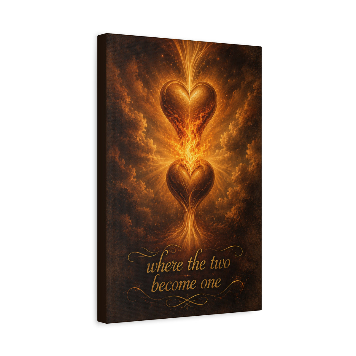 Where the Two Become One - Romantic Heart Canvas Wall Art