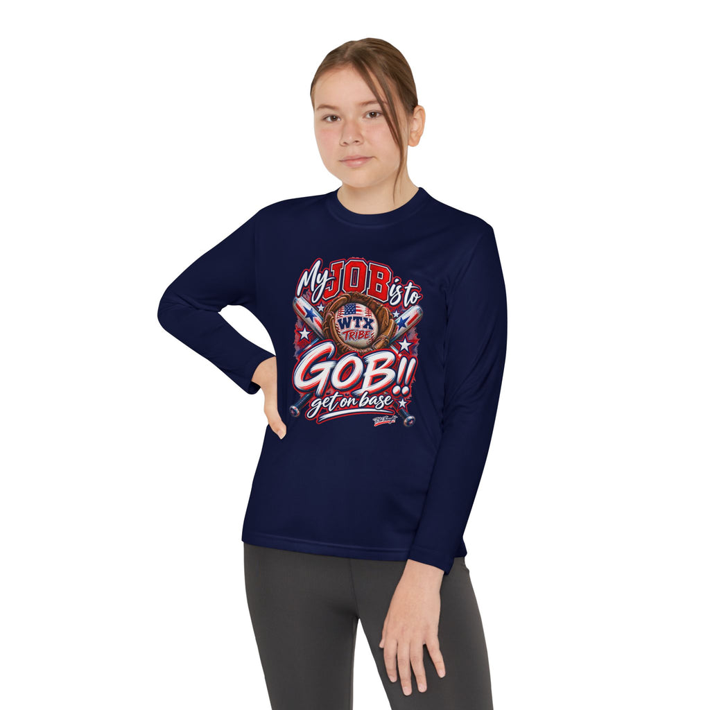 WTX TRIBE!!! Youth Long Sleeve Get on Base Competitor Tee