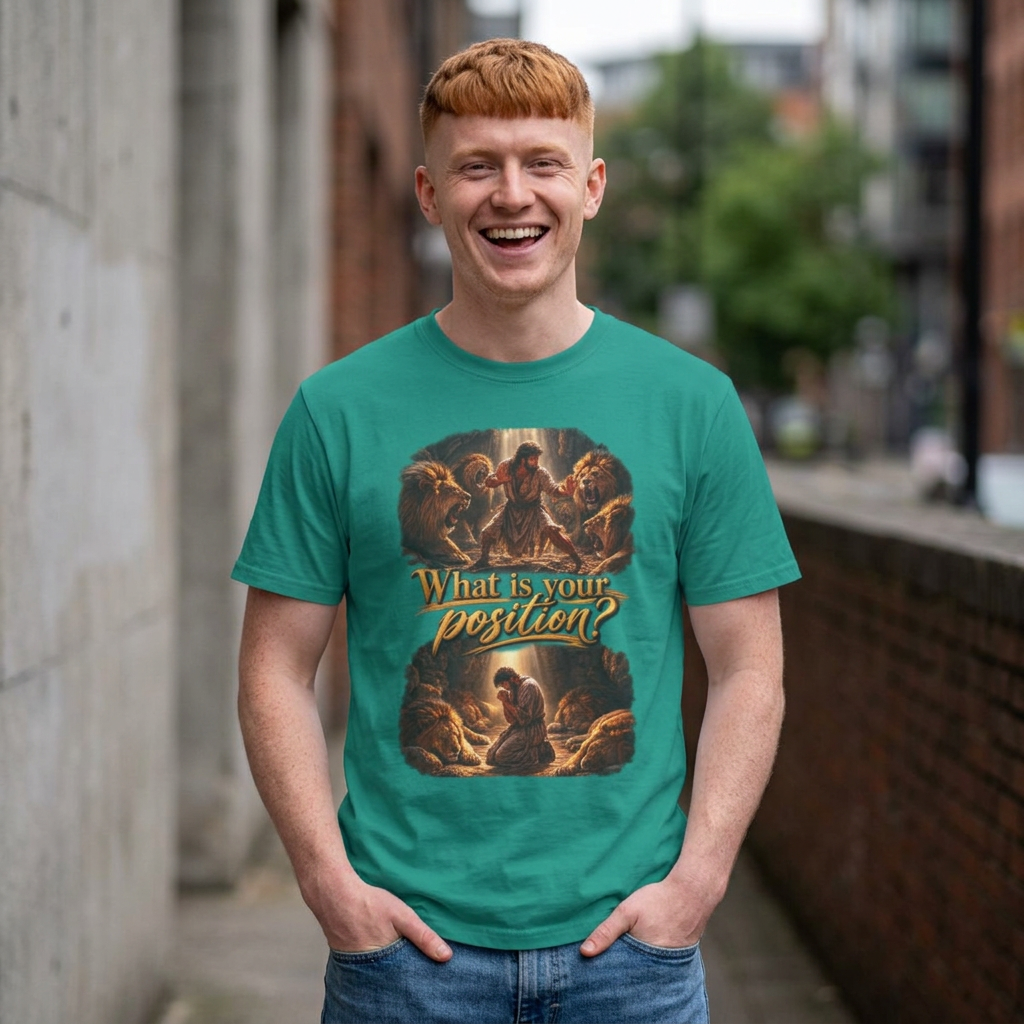 “What Is Your Position?” Daniel and the lions Den T-Shirt