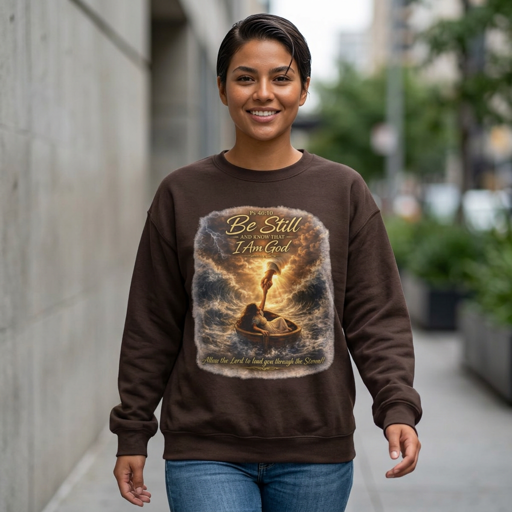 Psalm 46:10 "Be Still and Know That I Am God" Christian Crewneck Sweatshirt