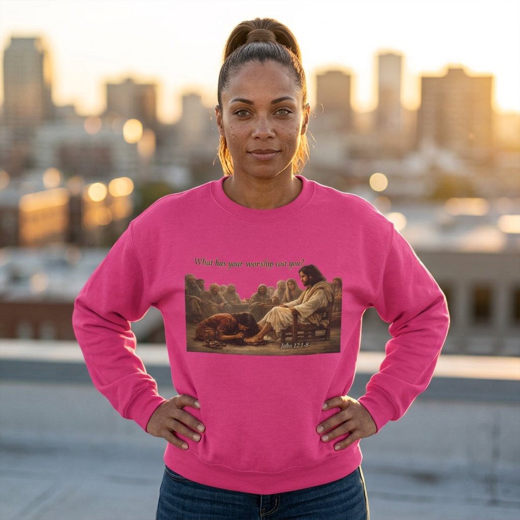 “What Has Your Worship Cost You? (John 12:1-8)” Crewneck Sweatshirt