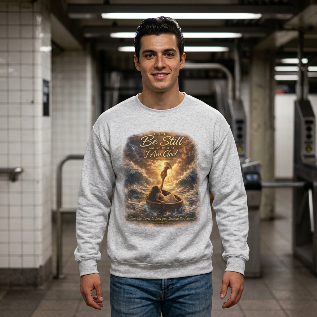 Psalm 46:10 "Be Still and Know That I Am God" Christian Crewneck Sweatshirt
