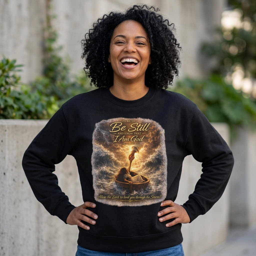 Psalm 46:10 "Be Still and Know That I Am God" Christian Crewneck Sweatshirt