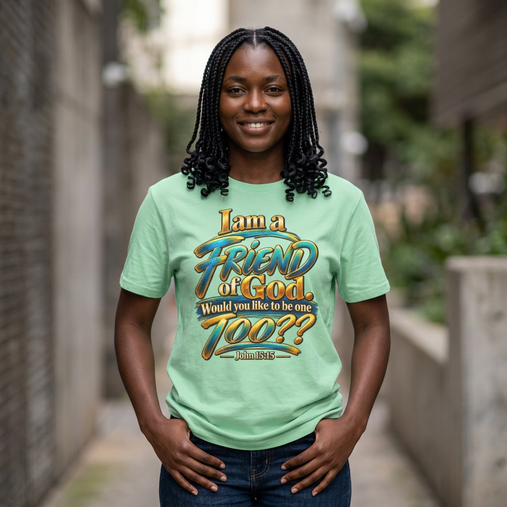 I am a FRIEND of God. Would you like to be one TOO?? Unisex Softstyle T-Shirt