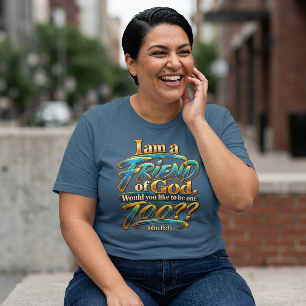 I am a FRIEND of God. Would you like to be one TOO?? Unisex Softstyle T-Shirt