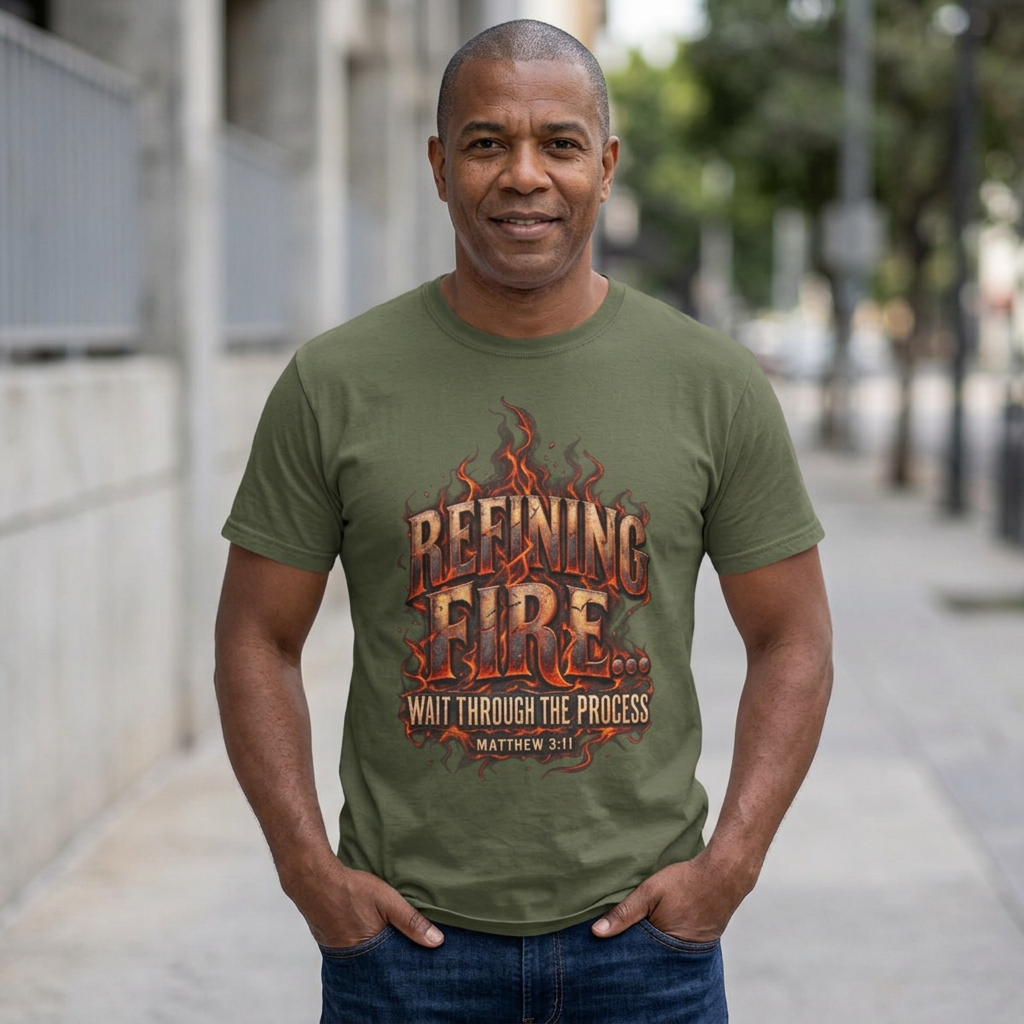 Refining Fire T-Shirt — "Wait Through the Process" Christian Inspirational Tee