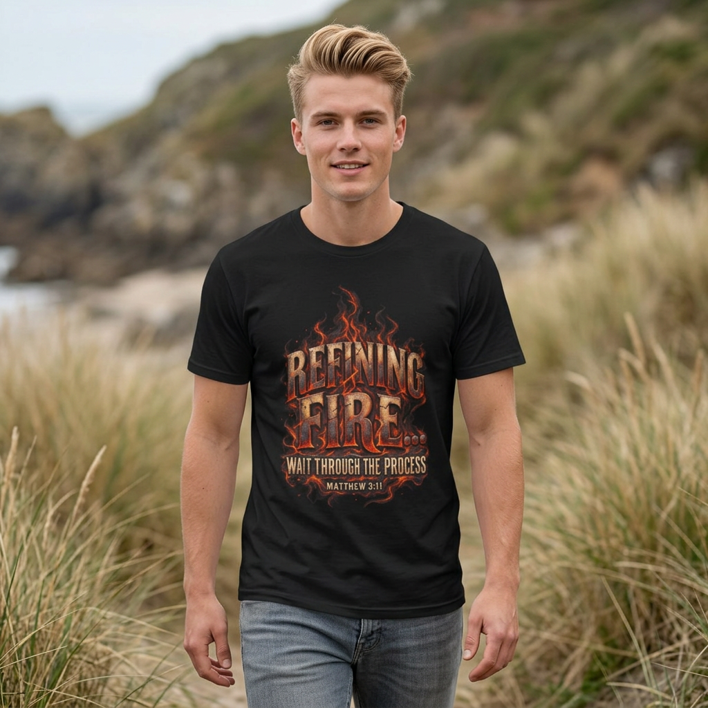 Refining Fire T-Shirt — "Wait Through the Process" Christian Inspirational Tee