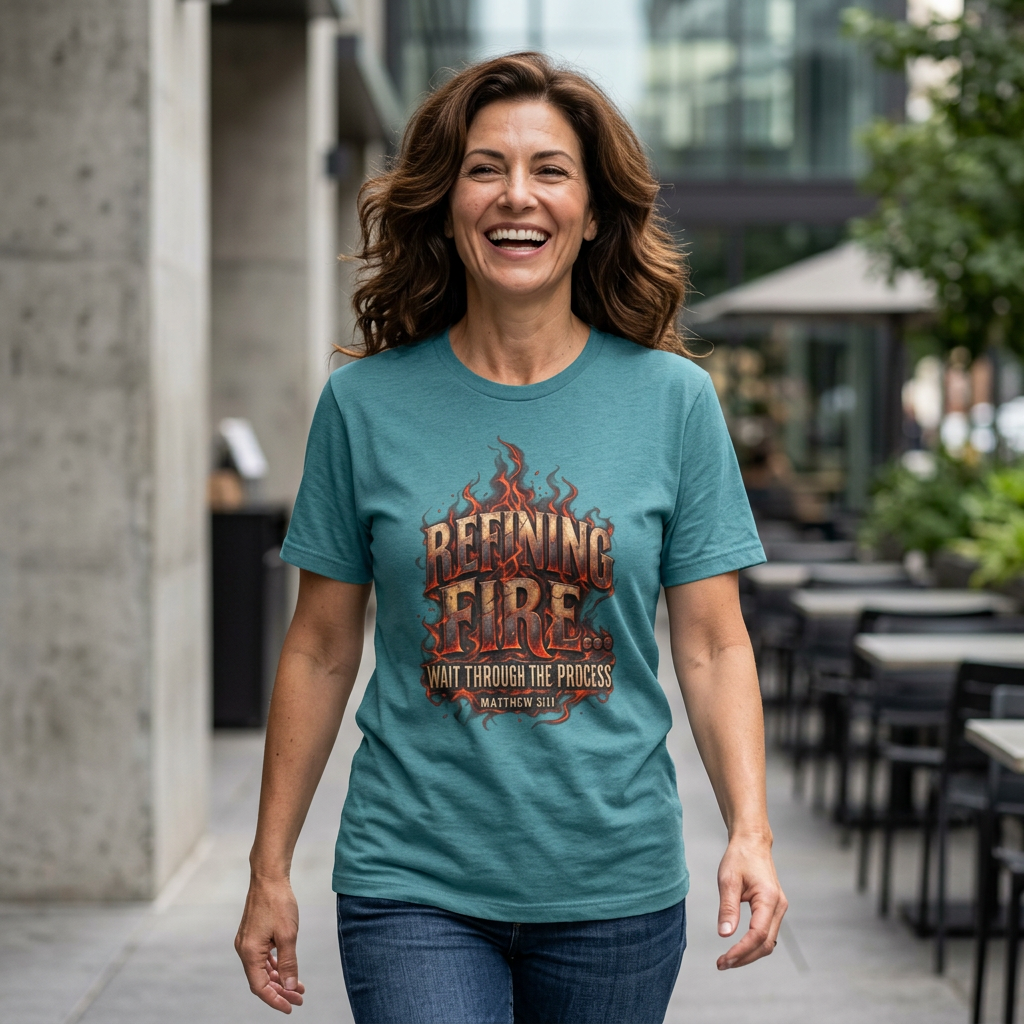 Refining Fire T-Shirt — "Wait Through the Process" Christian Inspirational Tee