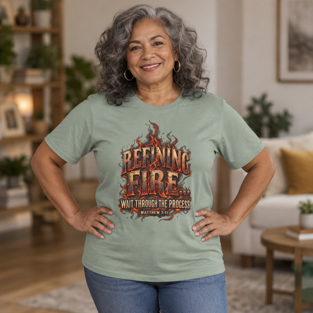 Refining Fire T-Shirt — "Wait Through the Process" Christian Inspirational Tee