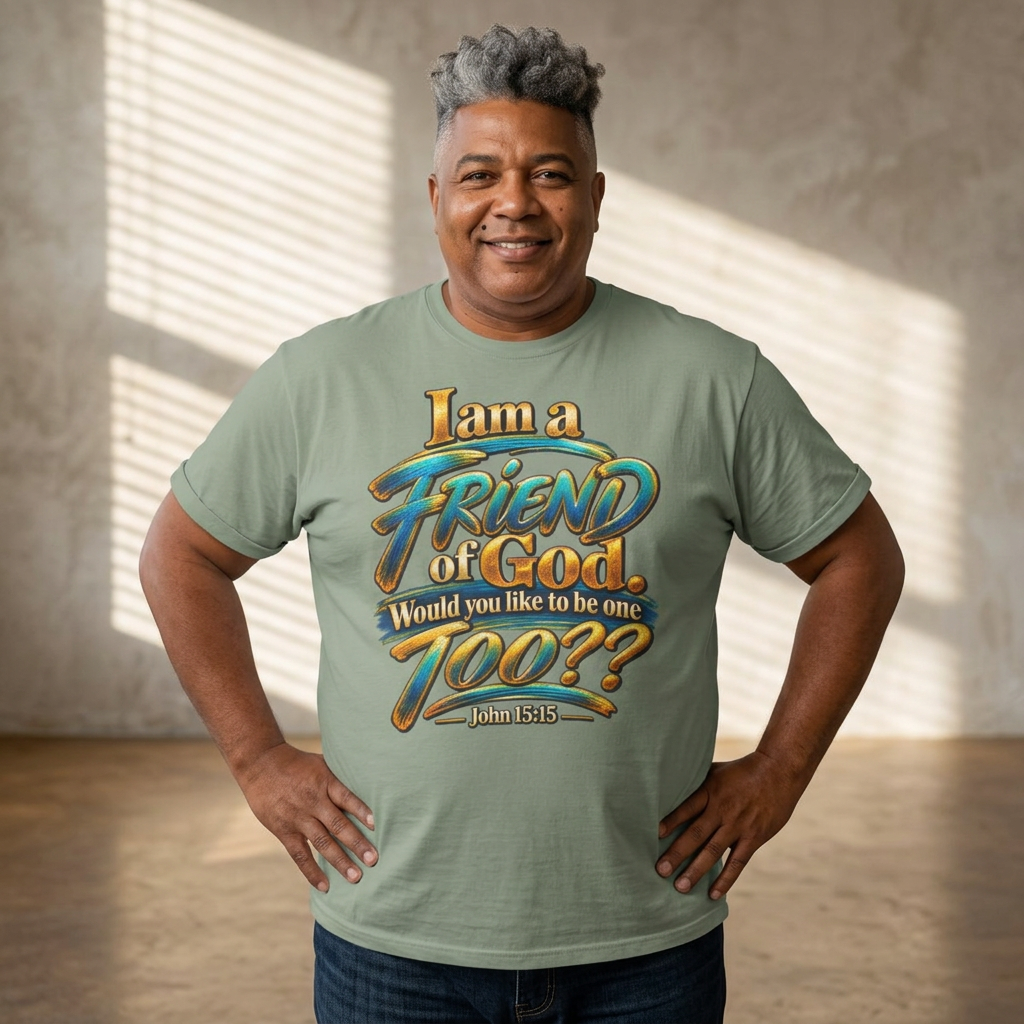 I am a FRIEND of God. Would you like to be one TOO?? Unisex Softstyle T-Shirt