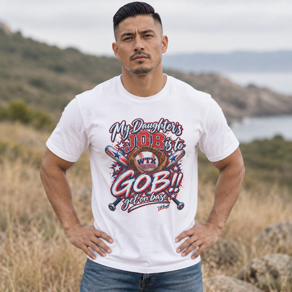 Softball Parent T-Shirt — "My Daughter's Job Is To Go!" Softstyle Tee
