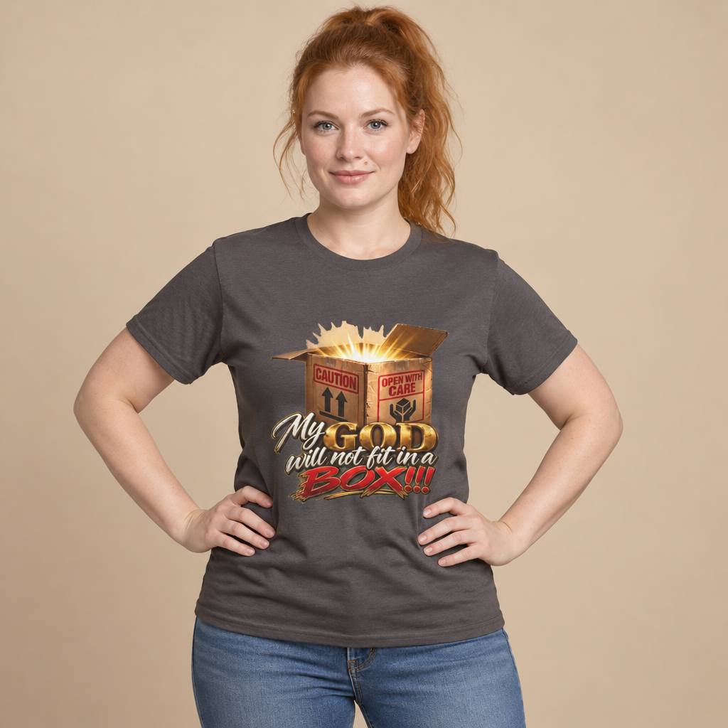 My God Won't Fit in a Box Christian T-Shirt | Bold Faith Graphic Tee | Inspirational Christian Apparel
