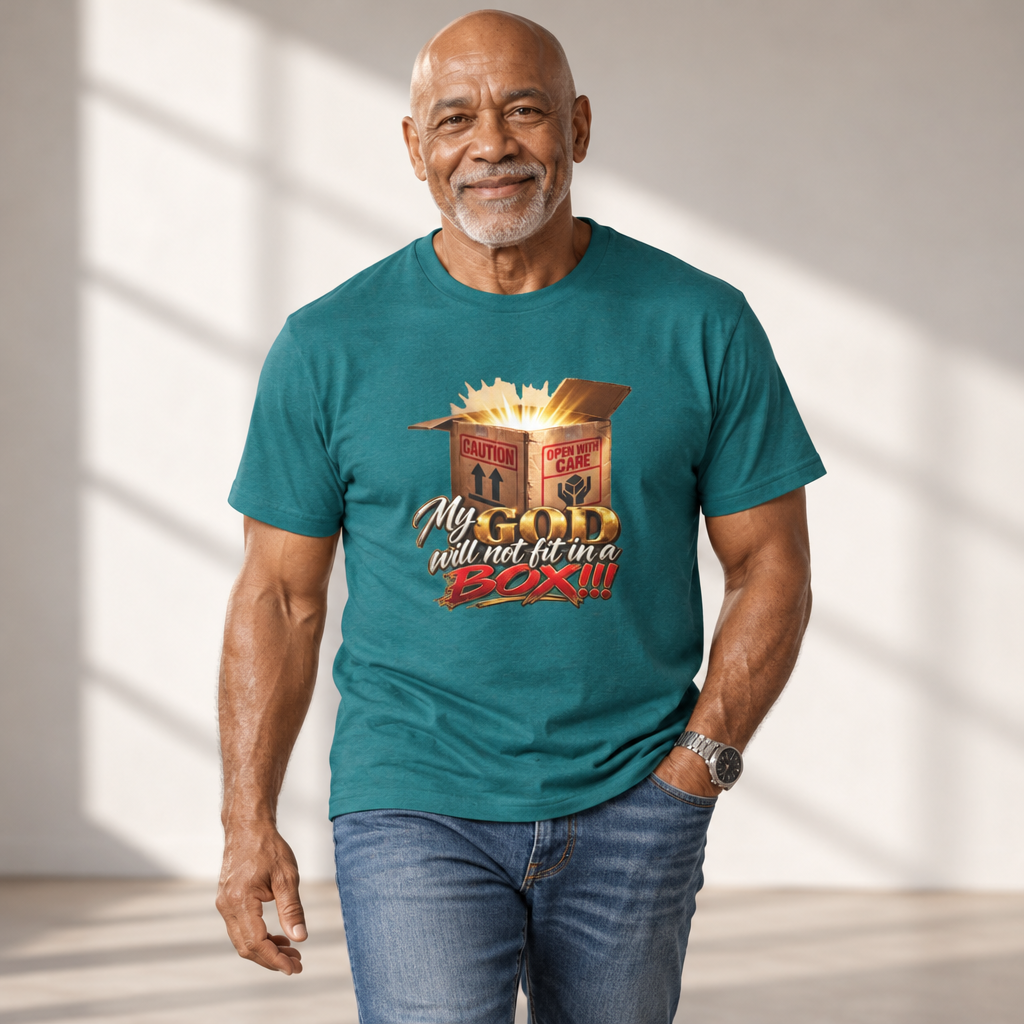 My God Won't Fit in a Box Christian T-Shirt | Bold Faith Graphic Tee | Inspirational Christian Apparel