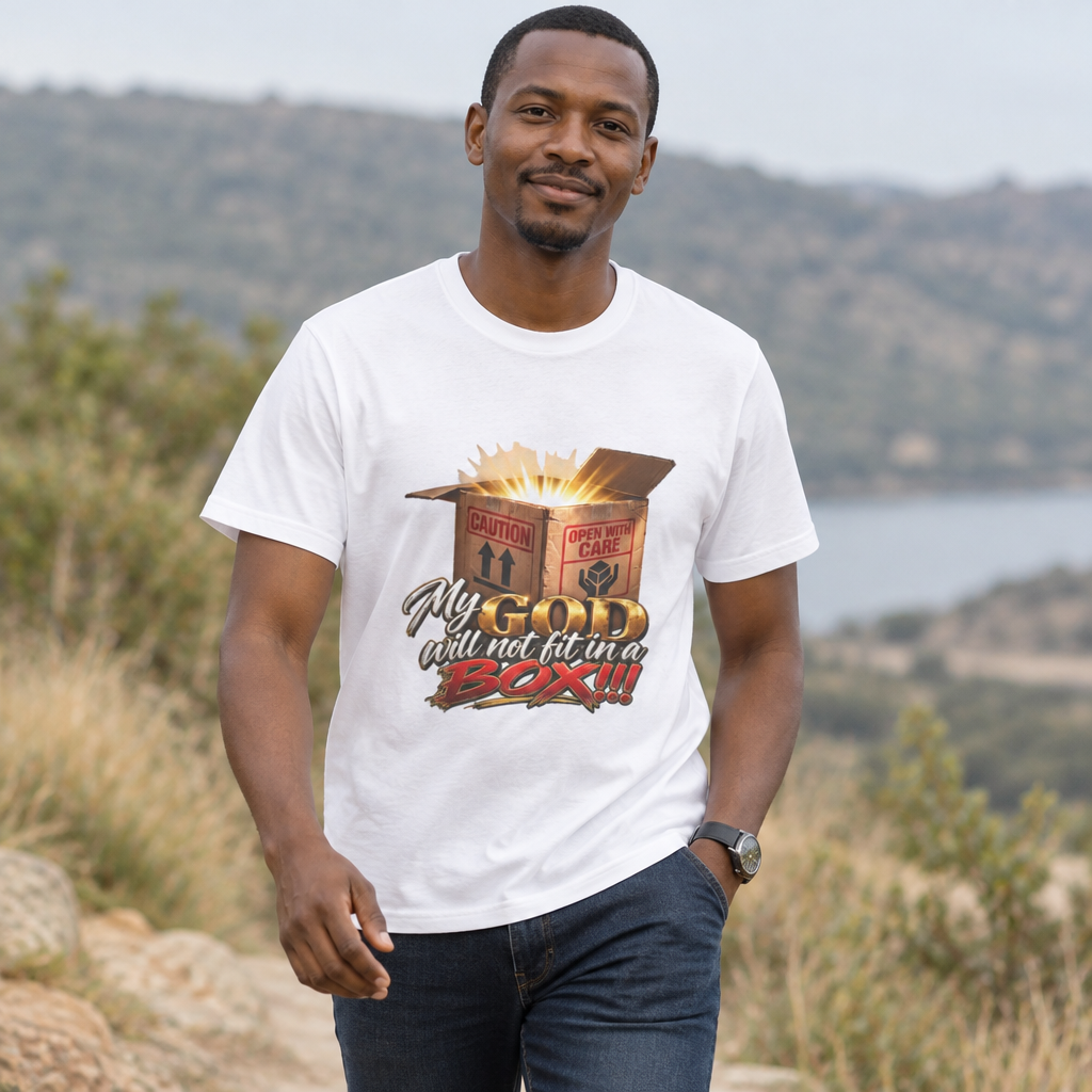 My God Won't Fit in a Box Christian T-Shirt | Bold Faith Graphic Tee | Inspirational Christian Apparel