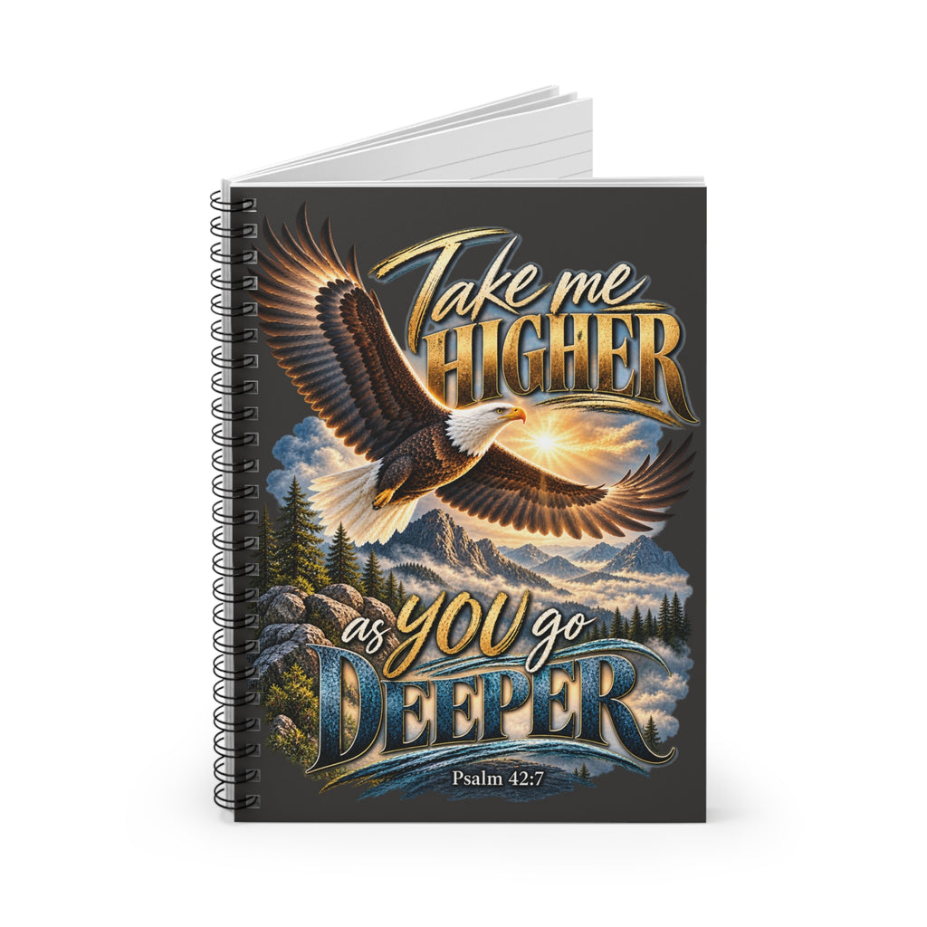 Take Me Higher as You Go Deeper Christian Spiral Notebook | Psalm 42:7 | Faith-Inspired Ruled Journal