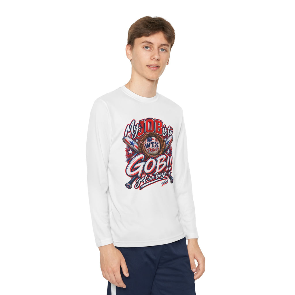 WTX TRIBE!!! Youth Long Sleeve Get on Base Competitor Tee