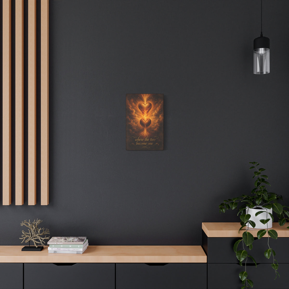 Where the Two Become One - Romantic Heart Canvas Wall Art