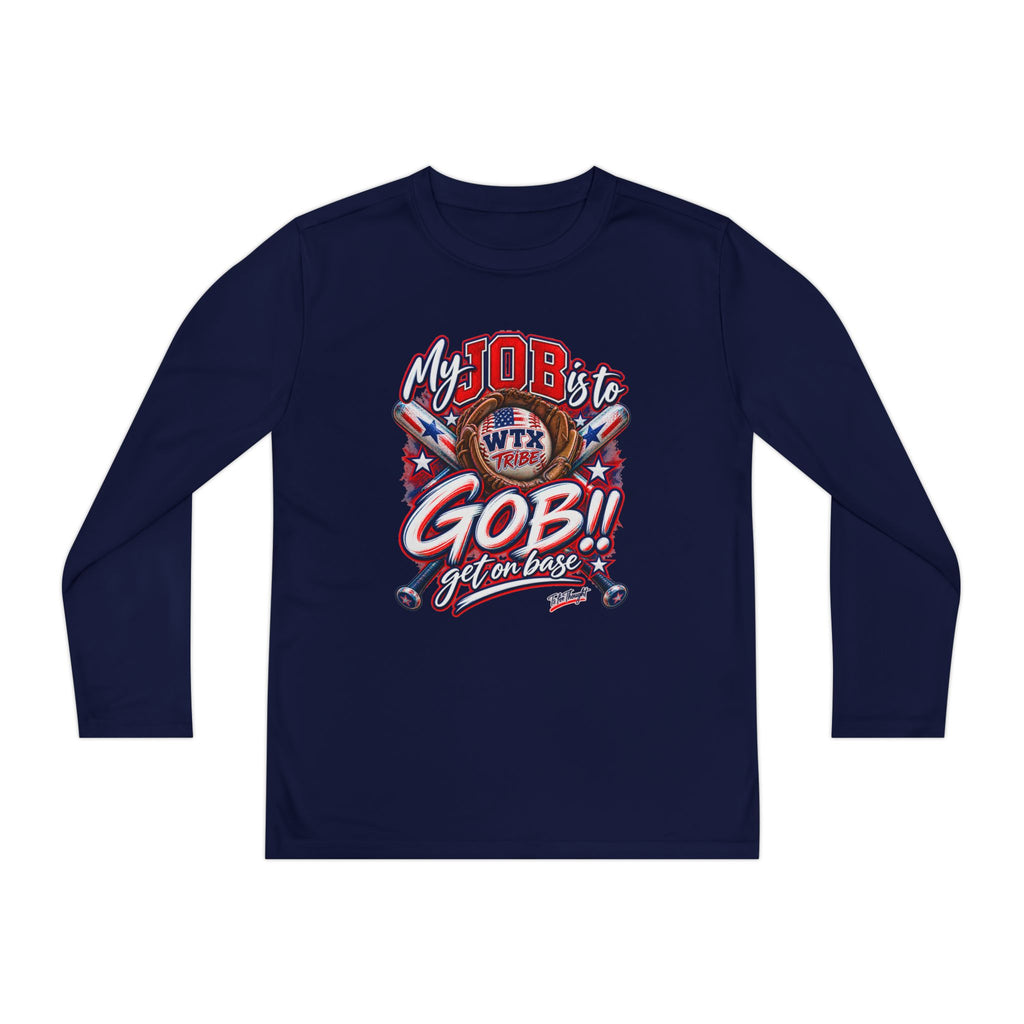 WTX TRIBE!!! Youth Long Sleeve Get on Base Competitor Tee