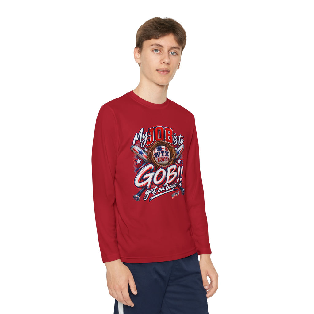 WTX TRIBE!!! Youth Long Sleeve Get on Base Competitor Tee