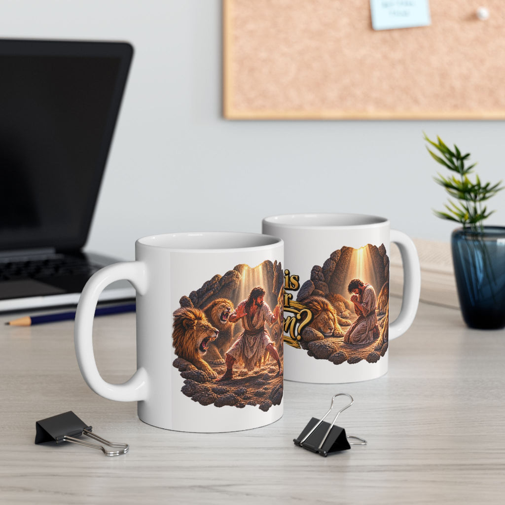 What Is Your Position? — Daniel in the Lions’ Den Christian Coffee Mug