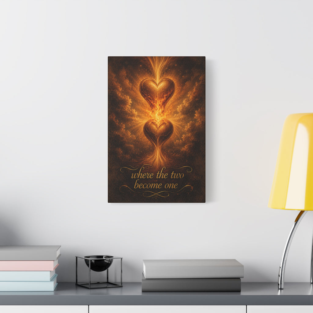 Where the Two Become One - Romantic Heart Canvas Wall Art