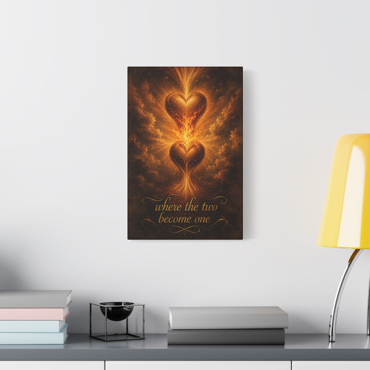 Where the Two Become One - Romantic Heart Canvas Wall Art